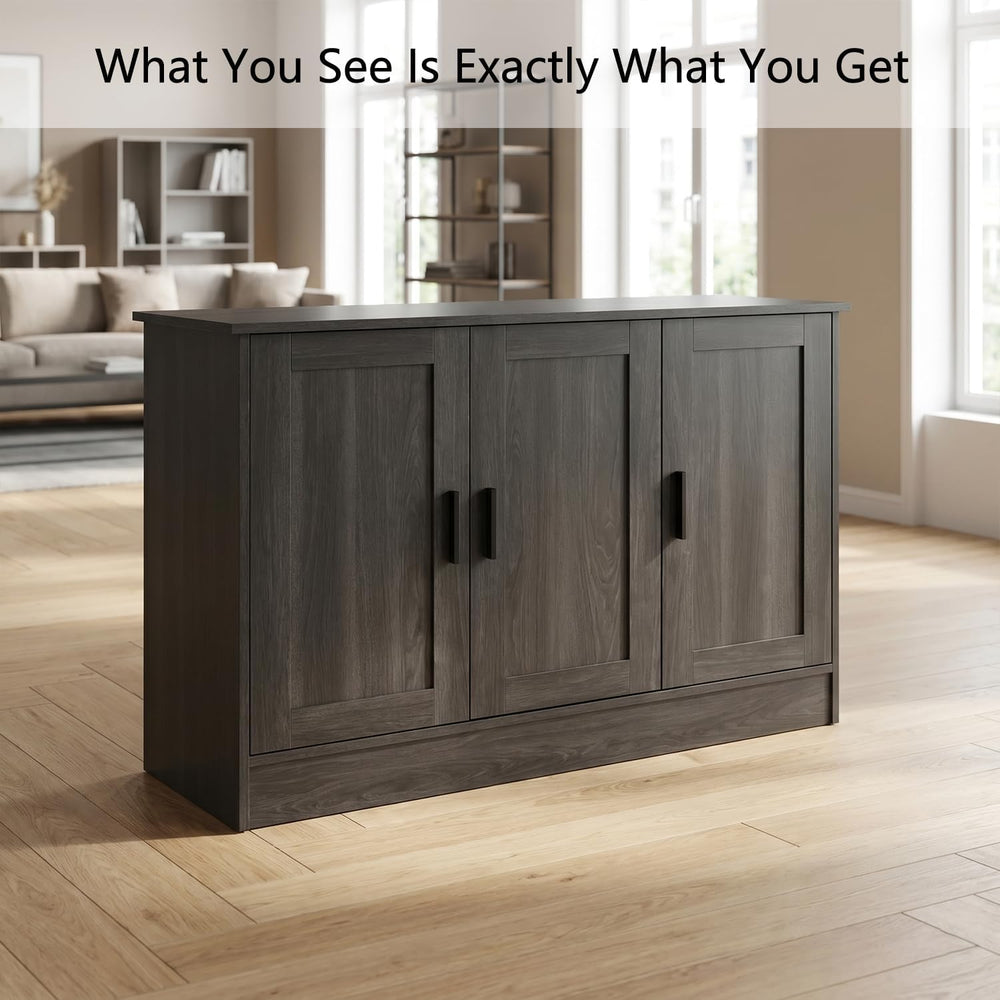 Anystyle 43" Dark Grey Buffet Cabinet with Black Handles