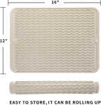 Silicone Dish Drying Mat for Multiple Usage,Easy clean,Eco-friendly,Heat-resistant Silicone Mat for Kitchen Counter or Sink,Refrigerator or drawer liner Tapioca L 16 inches x 12 inches