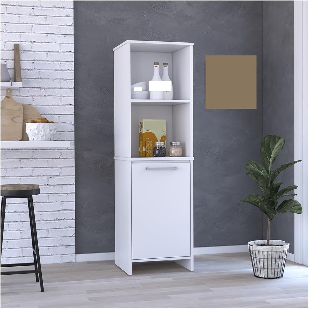Kitchen Pantry, Two External Shelves, Single Door Cabinet, Two Interior Shelv...