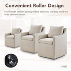 Upholstered Dining Chairs Set of 1, Modern Dining Room Chairs with Casters & Washable Cover, Rolling Accent Chair with Hidden Storage for Kitchen, Farmhouse, Living Room, Flax Beige, 1 Box