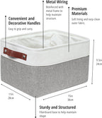 DECOMOMO Storage Baskets for Shelves - Fabric Storage Bins, Linen Closet Organizers and Storage (Grey & White, Large - 4 Pack)