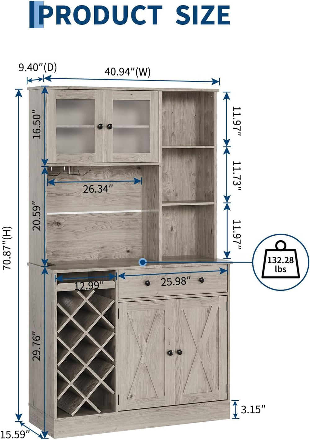 IDEALHOUSE 72 Inch Tall Kitchen Pantry Cabinet with Power Outlet - Wine Bottl...