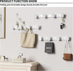 Coat Rack Wall Mount Coat Hooks - White Hook Rack with 4 Hooks Aluminum Wall Rack Hooks for Hanging Coat Hat Bag Towel Hanger Rustproof Coat Holder