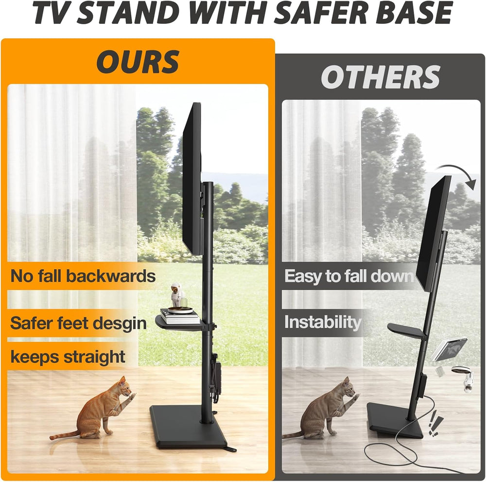 TVON Floor TV Stand with Power Outlet for 32-65 inch TVs up to 88 lbs | Swive...