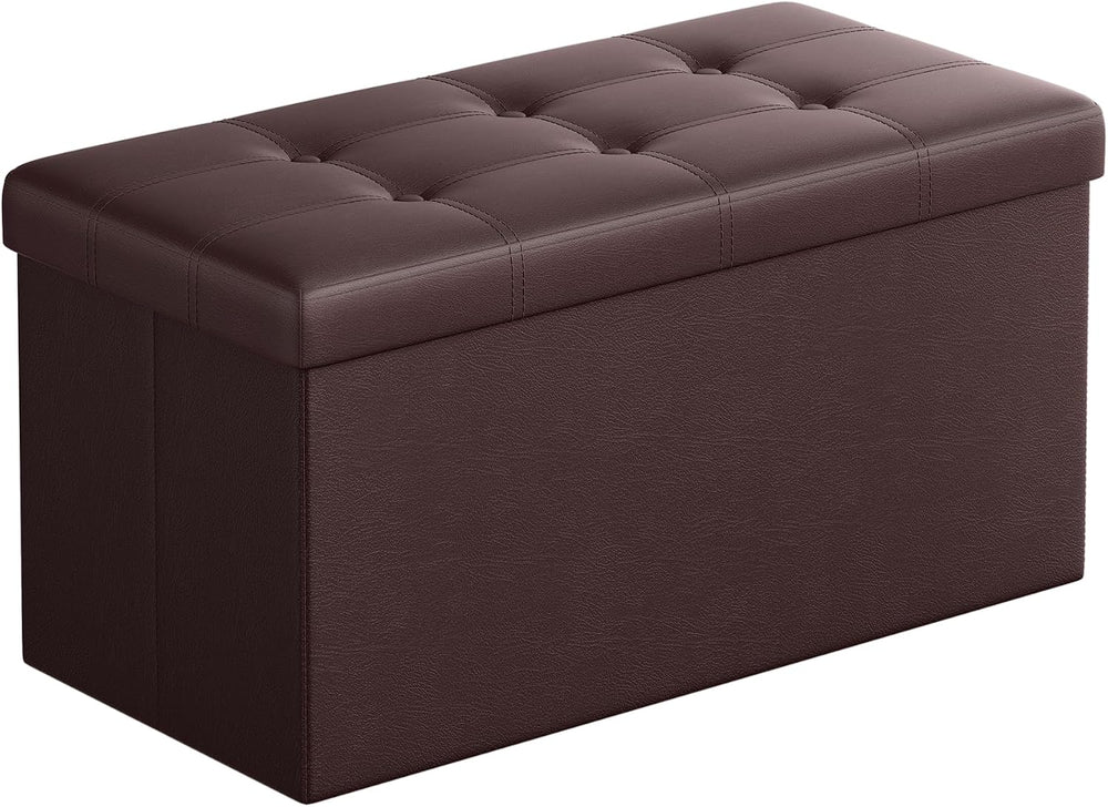 SONGMICS Storage Ottoman Bench, 30 Inches Folding Foot Rest Stool | PU Leathe...