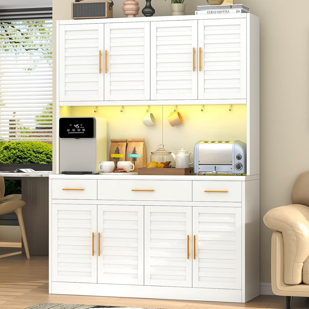 71" Tall Kitchen Pantry Cabinet, Metal Storage Cabinet, with 8 Doors &am...