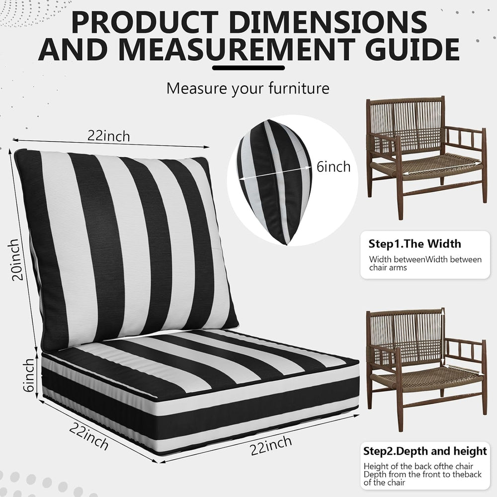 22" x 22" x 6" Outdoor Deep Seat Cushions Set - 6 Set Waterpro...