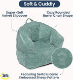 Delta Children - Serta Kids Plush Barrel Toddler Chair, Soft Foam Chair Bean Bag Chair Alternative for Boys and Girls, Cozy Seat for Reading, Watching Cartoons, Playroom Nursery Bedroom, Sage
