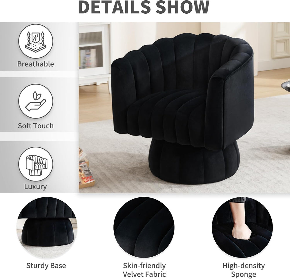 Swivel Accent Barrel Round Chair - Comfy 360° Arm Chairs Cute Small Sofa Club...
