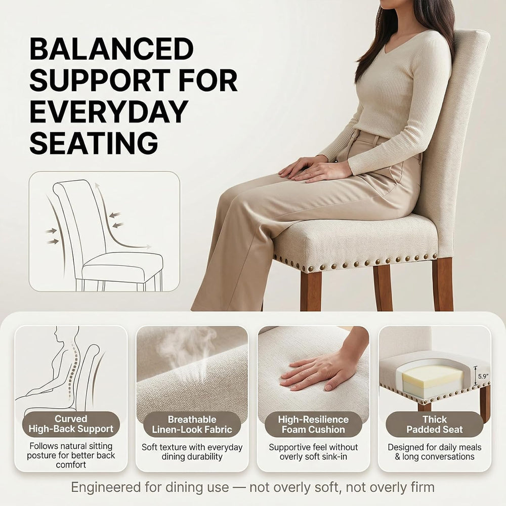 COLAMY Upholstered High Back Dining Room Chairs Set of 4 with Comfortable Pad...