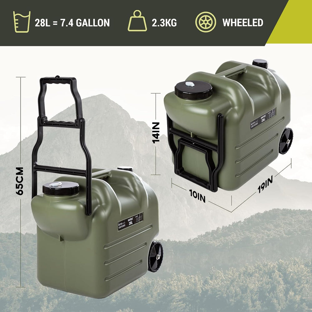 7.4 Gallon Water Jug with Wheels & Folding Handle