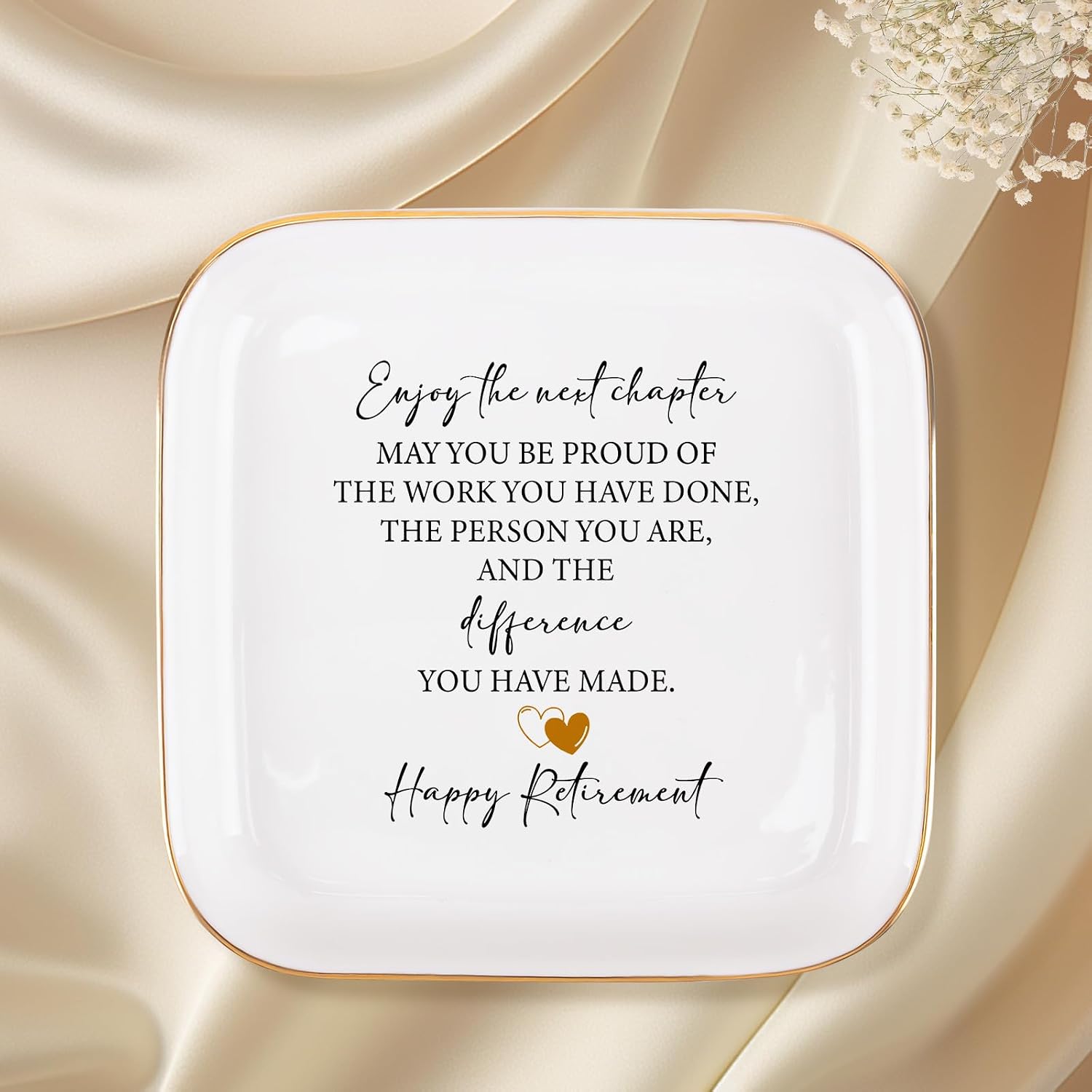 Retirement Gift for Woman Ceramic Jewelry Dish Tray - Farewell Going Away Goodbye Gifts for Coworkers Leaving - Retirement Gift Jewelry Dish for Women Friends Retired Teachers Nurses