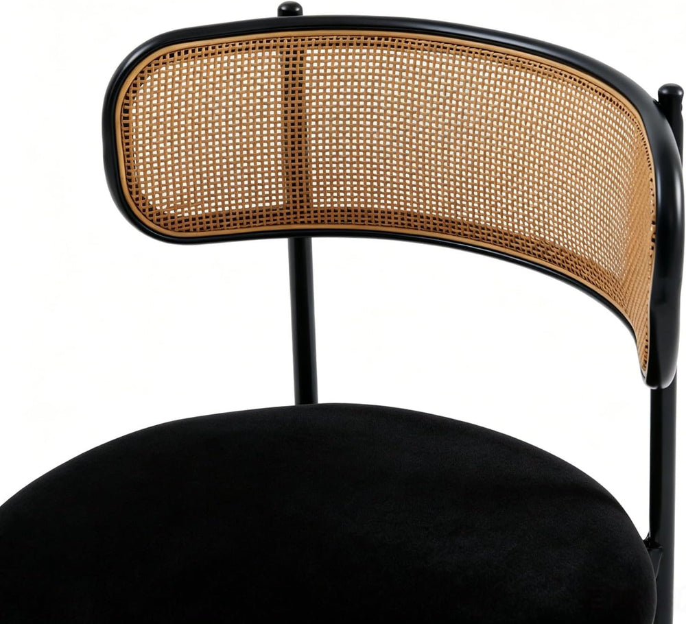 Rattan Dining Chairs Set of 2, Kitchen Chairs with Curved Cane Backrest &...