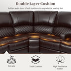 Manual Reclining Sectional Sofa Set, 5 Seats 1+1+3 Leather Reclining Corner Sectional Couch, Family-Sized L-Shaped Recliner Couch with USB Charging, Thickened Padding, Sturdy Frame, Brown