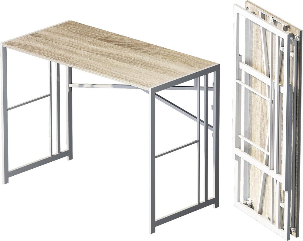 Lutown-Teen Folding Desk 40 inch No Assembly Required, Beige