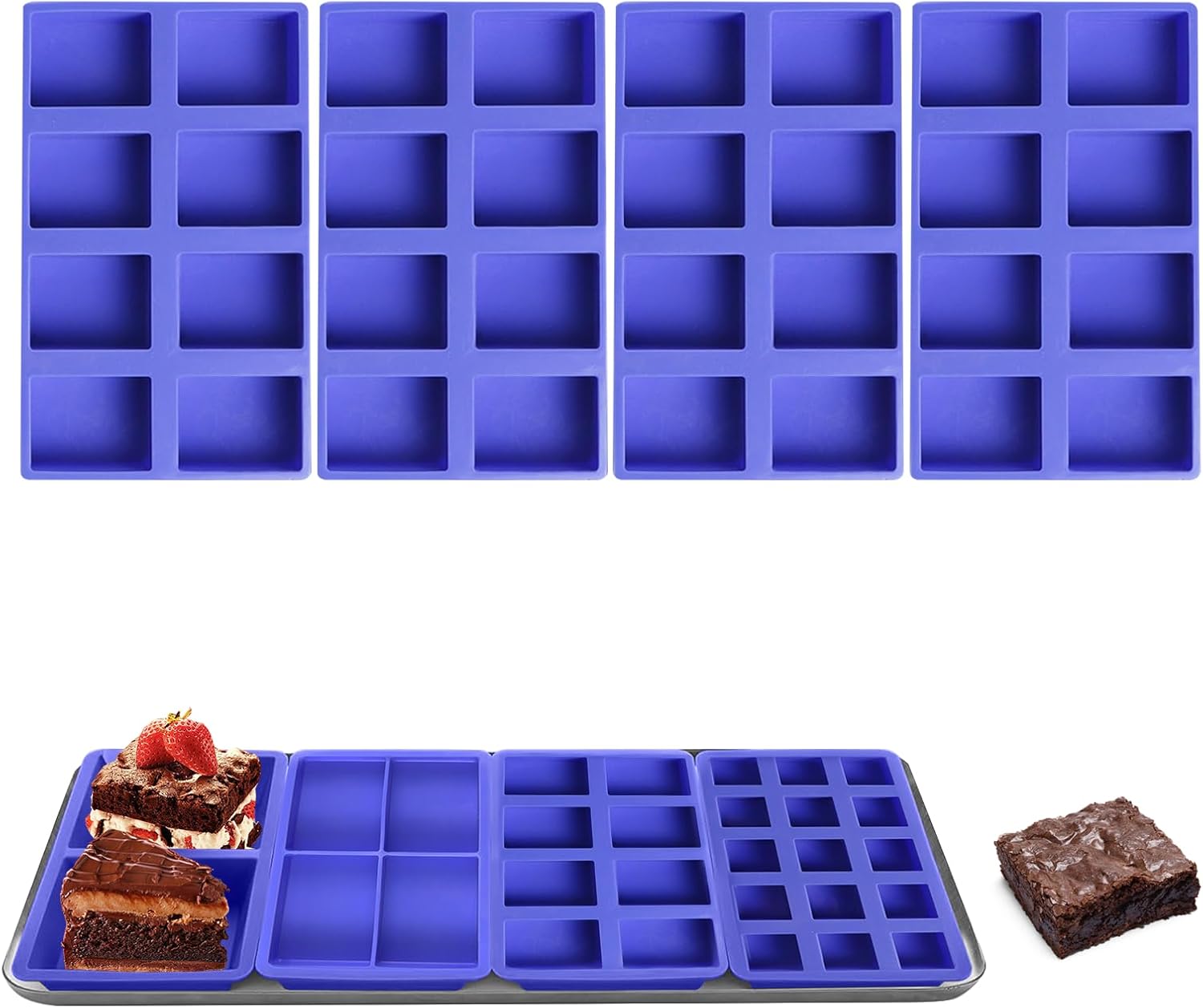 4 Pcs Silicone Tray Dividers for Harvest Right Freeze Dryer,Silicone Food Molds for Harvest right freeze dryer accessories，Reusable Dryer Food Freezer Trays (Purple,8 Cavities)