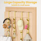 Over The Door Hooks, Metal Door Hooks for Hanging, Over The Door Purse Organizer for Door Coat Hanger, Back of Shower for Hanging Towel Rack Clothes, Hat, Bathroom, Closet (Gold-4Packs)