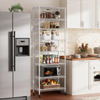 SINGAYE 8 Tier Shelf Organizer Storage Metal Shelves Garage Wire Shelving Unit Pantry Rack Adjustable Standing Storage for Kitchen Closet Laundry Bathroom Pantry 12" D x 22" W x 74" H White