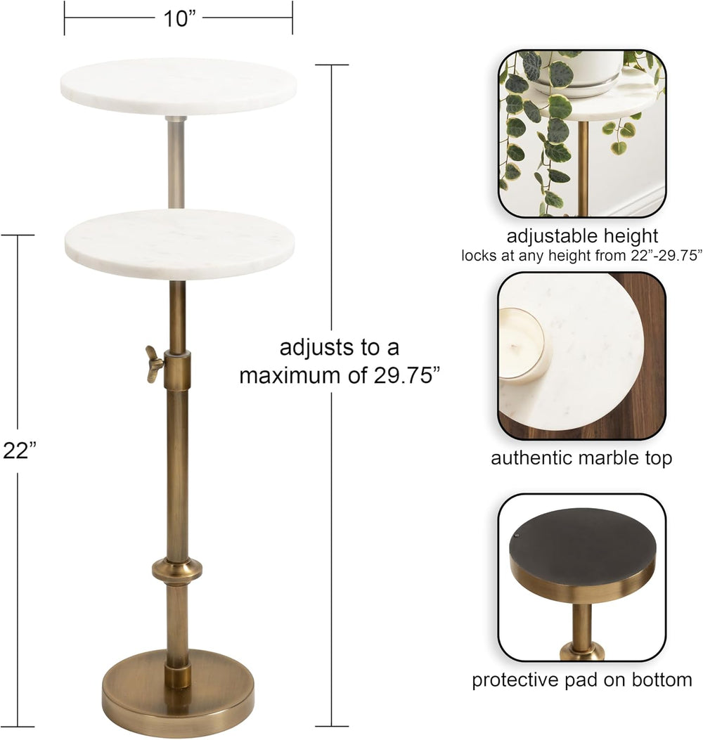 Kate and Laurel Engles Traditional Adjustable-Height Pedestal Drink Table, 10...