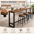 86.6" Solid Wood Bar Height Table - Long Narrow High Top Pub Table with 2" Thick Pine Top & Metal Legs, Farmhouse Counter Height for Kitchen, Breakfast Nook, Coffee Shop, No Stool