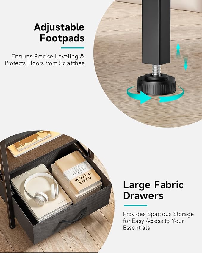 Night Stand Bedside Charger Bedroom - Nightstand with Charging Station & ...