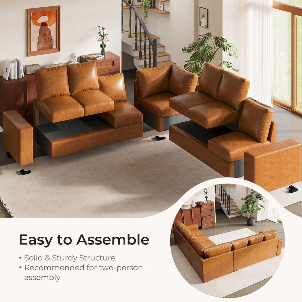 ELUCHANG 113" V-Shaped Modular Sectional Sofa Couch, Modern 7-Seat Premi...
