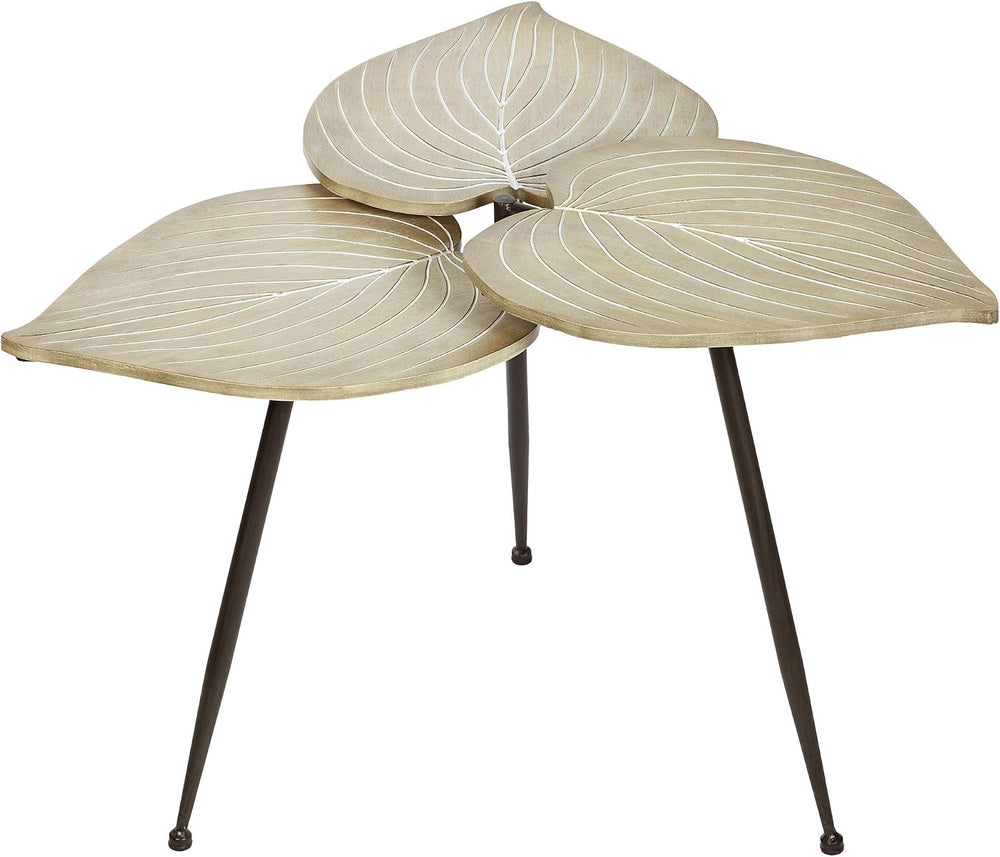 Delft Isle Natural-Inspired Shaped Accent Table | Neutral Almond Finish with ...