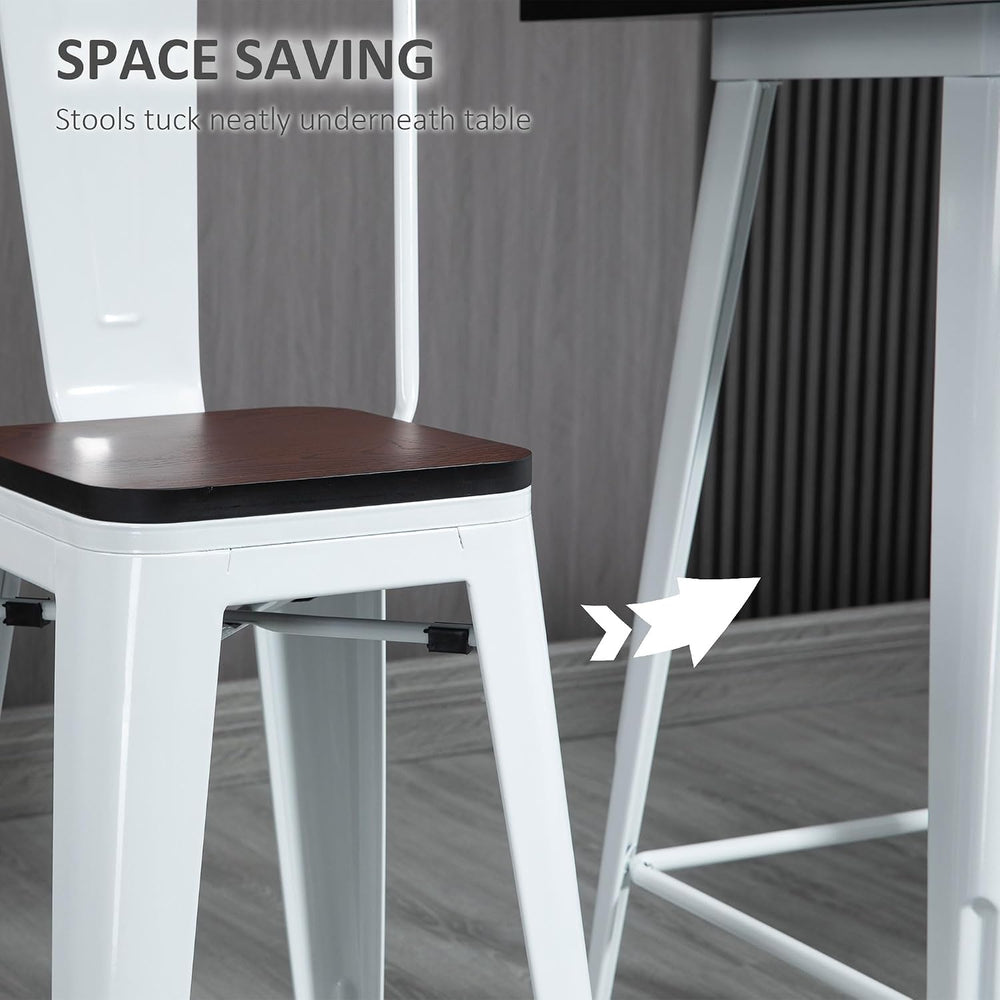 HOMCOM 3 Piece Industrial Dining Table Set, Bar Height, White and Brown