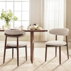 COLAMY Wooden Dining Chairs Set of 6, Modern Fabric Upholstered Dining Room Chair, Farmhouse Kitchen Side Chairs with Foot Pegs, Beige