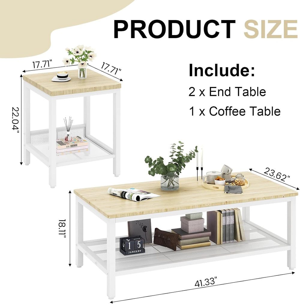 AWQM Coffee Table Coffee Table and end Table Sets Living Room Table | For Liv...
