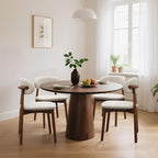 Farmhouse Dining Chairs Set of 4, Mid Century Modern Fabric Upholstered Kitchen Chairs, Wooden Dining Room Chair with Curved Back for Kitchen Dining Room Restaurant Cafe, Warm Gray (Only Chairs)