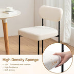 HOMMPA Dining Chairs Set of 2 Boucle Upholstered Kitchen Chairs with Curved Backrest Modern Dinner Chair with Metal Legs for Dining Room Living Room Vanity White