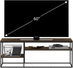 Furinno Moretti TV Stand for TVs up to 65 Inch, 3-Tier Rustic Brown Entertainment Center, Open Back TV Console with Cable Management, for Living Room, Bedroom, Brown Walnut
