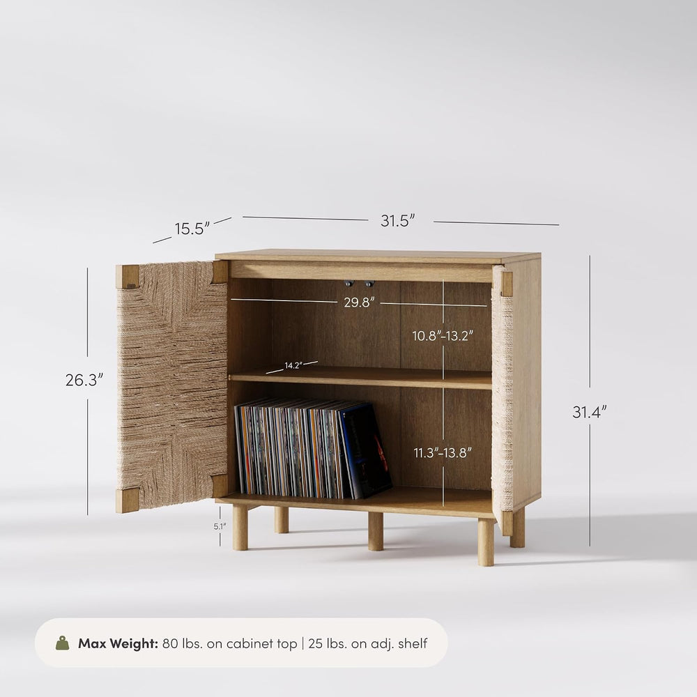 Nathan James Beacon Accent Buffet Sideboard Cabinet, Natural Light Wood Stora...