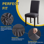 Chair Covers for Dining Room Set of 4, Dining Chair Covers, Kitchen Chair Covers, Stretch Removable Washable Dining Chair Slipcovers for Home, Hotel, Banquet, .Dark Grey