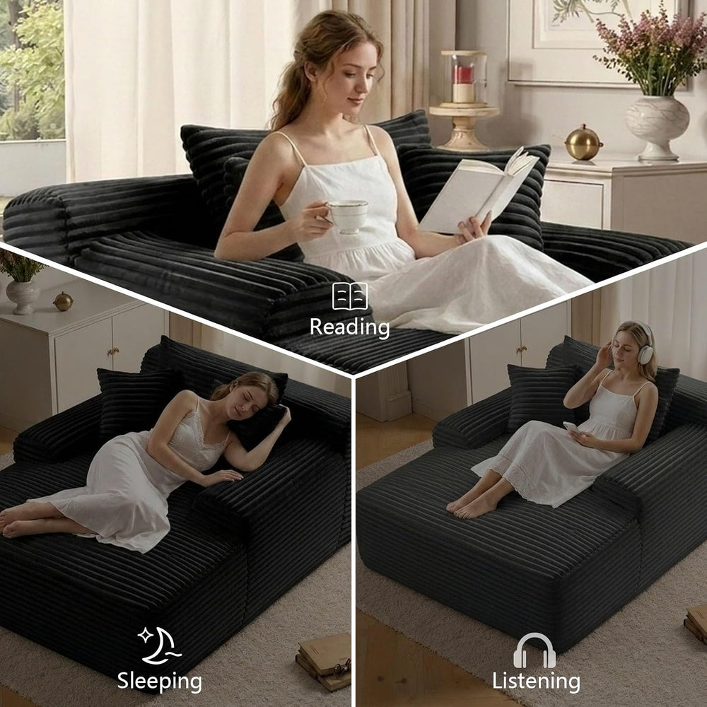 ODUWA 65" Oversized Chaise Lounge Chair Indoor, Cloud Couch Chair with W...