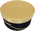 Sarah's Hat Boxes Classic Black/Gold Hat Box – 14.75" x 7.5" (Dia. x Ht.) Handmade in USA – Odorless Non-Toxic Adhesive, Cording Handle – Premium Storage for Hats & Accessories