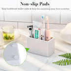 Luxspire Toothbrush Holder, Fast Drying Tooth Brush Holder for Bathroom, Diatomite Electric Tooth Brush and Toothpaste Organizer for Bathroom Kitchen Vanity Countertop, Light Gray