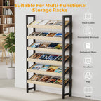 6-Tier Floor Standing Magazine Rack, Modern Literature Display Stand, Heavy Duty Steel Display Shelf with 38° Slant & 2.75" Lip, for Office/Airport/Bookstore/Library, 39"L x 12"W x 71"H (Black)