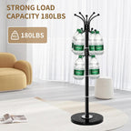 Metal Heavy Duty Coat Rack Stand, Modern Freestanding Coat Rack with Natural Marble Base, 360° Roraty Coat Racks with 16 Hooks, Black Coat Hall Tree Hanger Stand for Entryway, Office