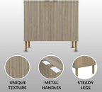 Sango Merk 2-Door Cabinet, Modern Brown Storage Cabinet with Vertical Groove Doors, Adjustable Shelf, Cylindrical Wood Legs, Discreet Metal Finger Pulls, Stylish Furniture for Living or Dining Room