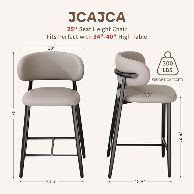 Bar Stools Set of 6 Counter Height Barstool Metal Kitchen Counter Height Bar Stool Island Chairs 26 Inch, Black/Light Grey