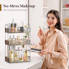 Aveniee Bathroom Counter Organizer, 3 Tier Perfume Skin Care Countertop Storage Shelf, Vanity Makeup Tray for Cosmetic Skincare Lotion,Grey