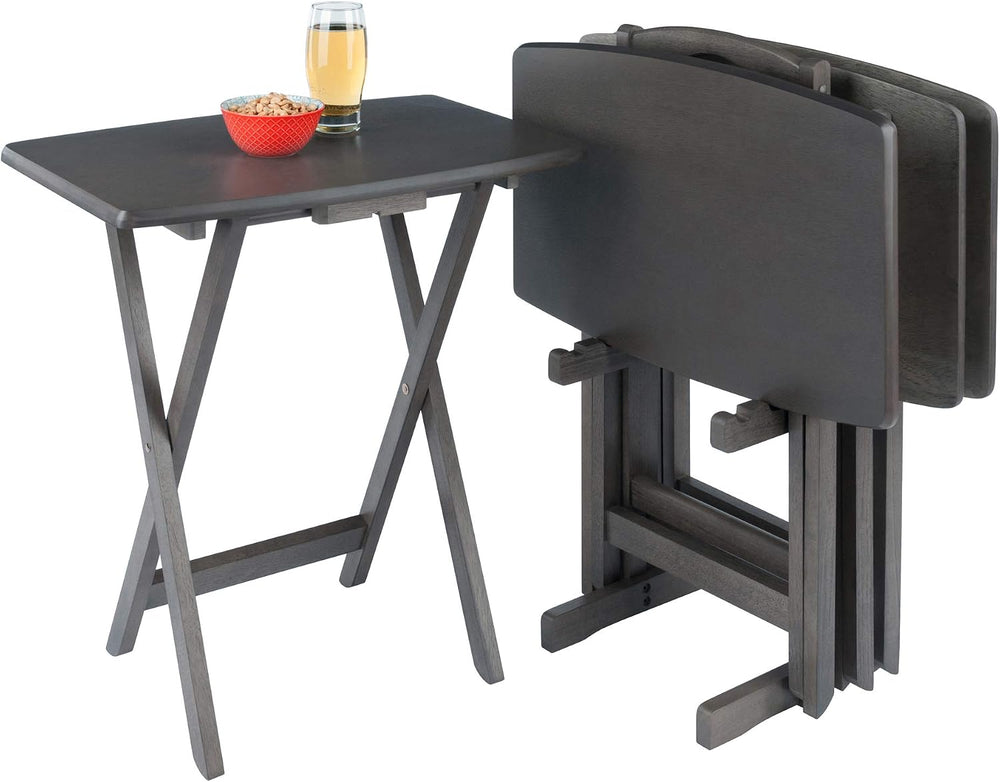 WINSOME Dorian Oversized Snack Table Set, Oyster Gray (Brown Base) (replace c...