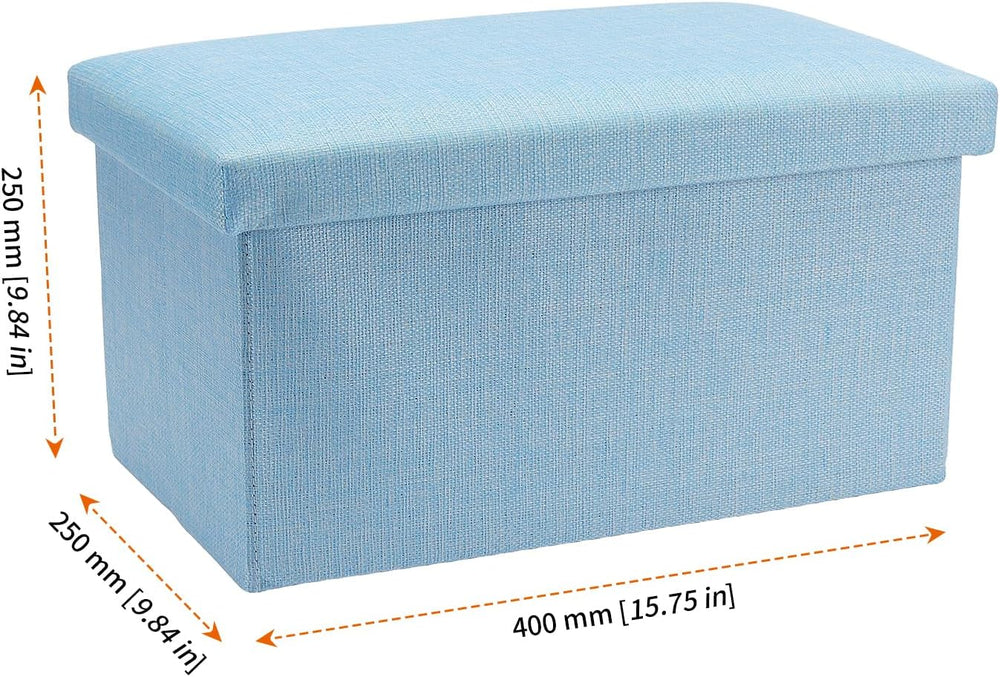 HOZEON 3 Pack 15.7 x 9.8 x 9.11 Inches Folding Storage Ottoman, Blue Rectangl...