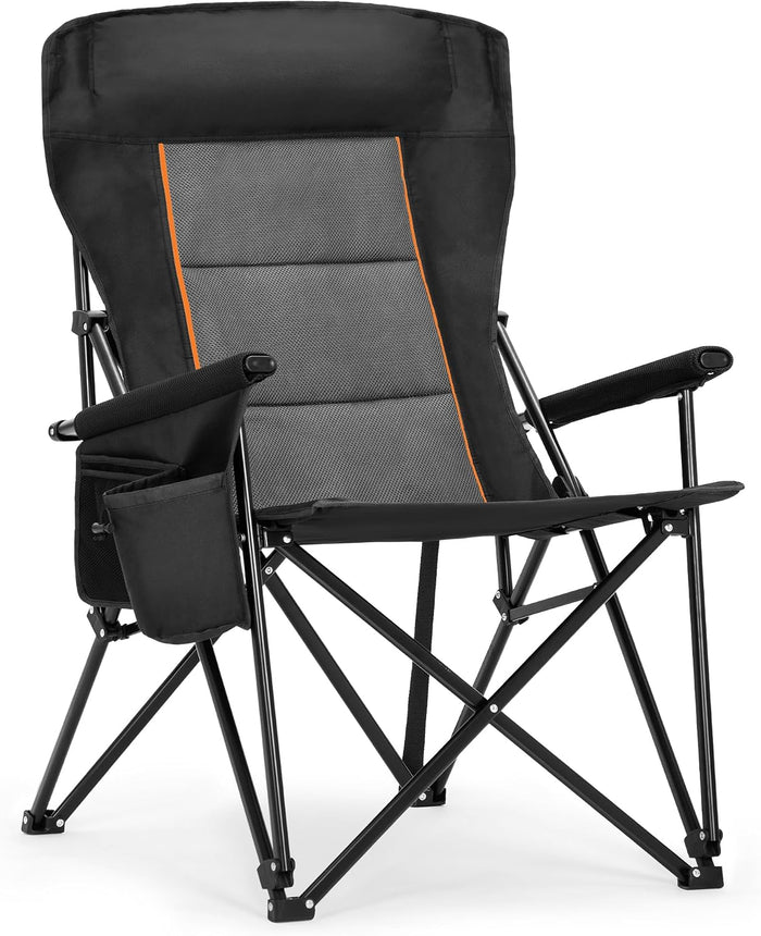 ALPHA CAMP Heavy Duty Camping Chairs with Cup Holder Oversized Folding Chair 500LBS Capacity Outdoor Chair with Headrest,Lawn with Side Pocket for Lawn, Sports and Fishing
