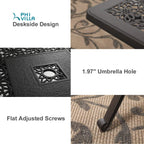 PHI VILLA Outdoor Patio Bar Tables Cast Aluminum,27.5" L x 27.5" W x 42" H | Frosted Surface Square Bar Height Bistro Table with 1.96" Umbrella Hole for Balcony Lawn Garden