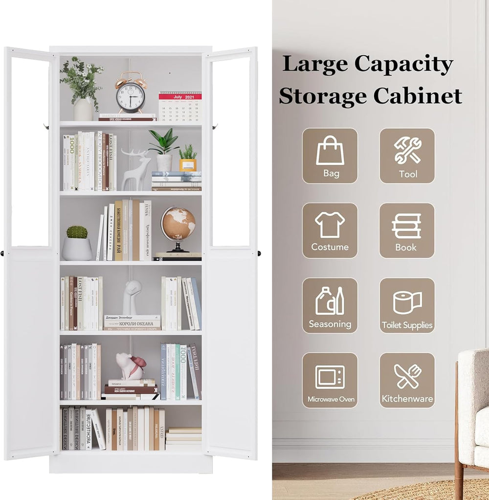 72.05" Tall 27.56" Wide Large Pantry Storage Cabinet, Freestanding ...