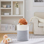 VIPOSCO Large Laundry Hamper, Tall Woven Rope Storage Basket for Blanket, Toys, Dirty Clothes in Living Room, Bathroom, Bedroom - 58L Grey & White