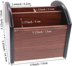 Coideal Remote Control Holder Caddy Wood, Rotating Wooden Pen Pencil Holder Organizer Medium Revolving Desktop Office Supplies Storage for Table (4 Compartments)